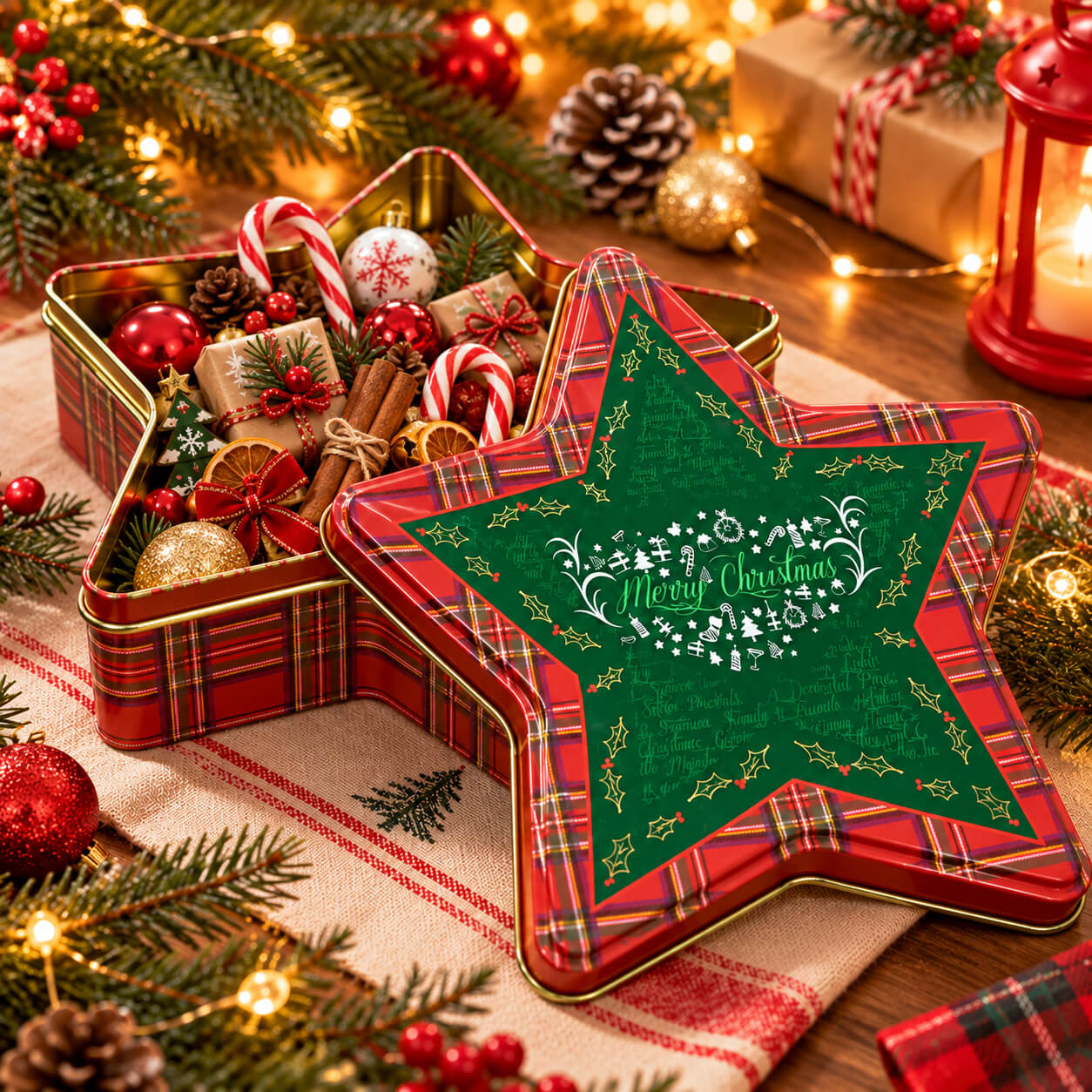 Cucina & Tavola Star-Shaped Christmas Metal Tin